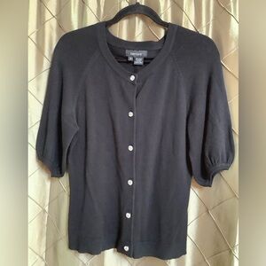 EUC- Karen Kane Rayon/Spandex Short Sleeve Cardigan w/Crystal Buttons